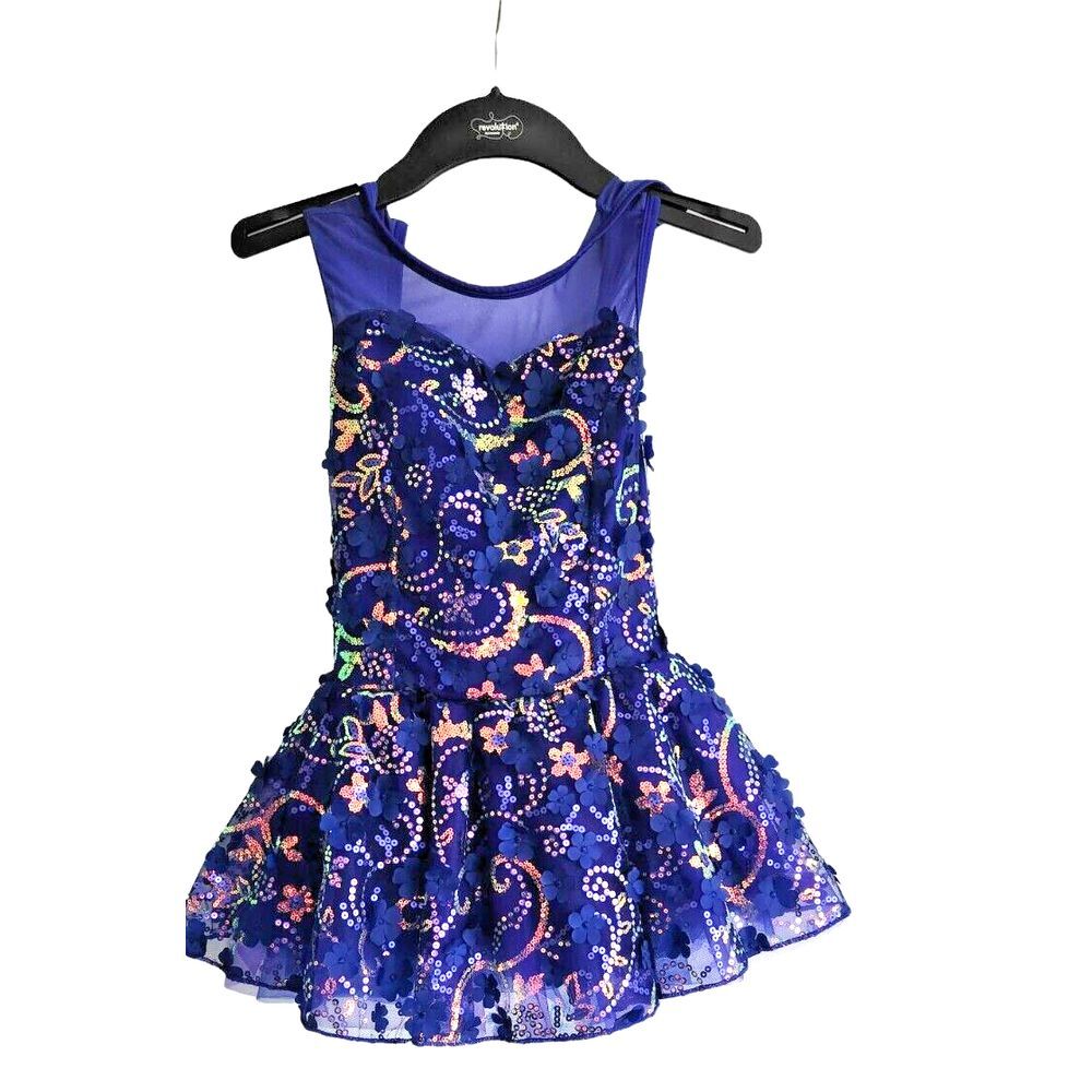 Revolution Dance Costume Competition Blue Floral Dress‎ Size MC